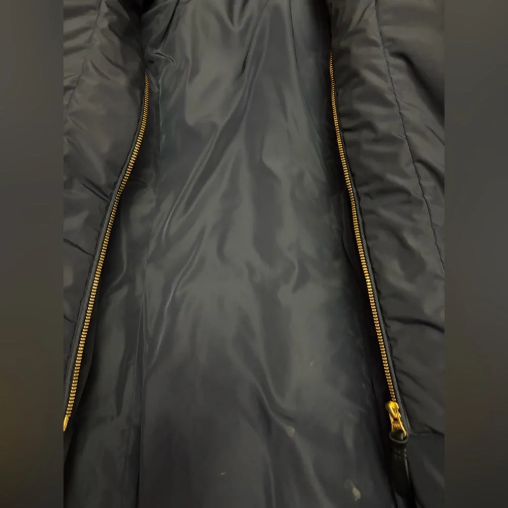 Mackage Dark Blue Puffer Coat with Brown Fur Trim - Picture 3 of 11